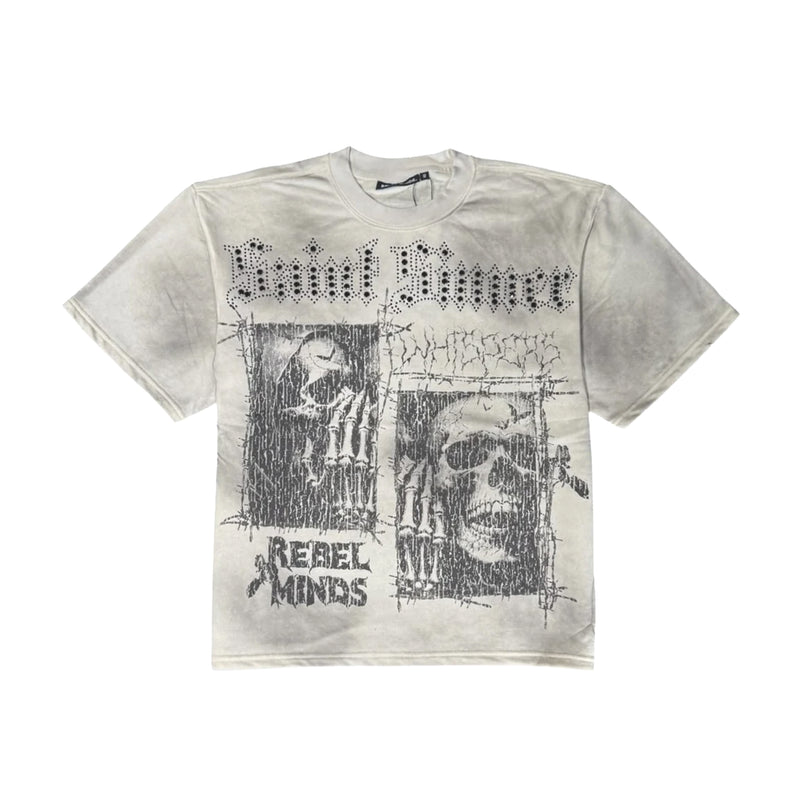 Rebel Minds Mens Whispers Rhinestone Cropped Crew Neck T-Shirt 610-11129-CRM Cream
