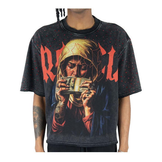 Rebel Minds Mens Smells Like Cash Digital Crew Neck T-Shirt 610-11144-BK Black