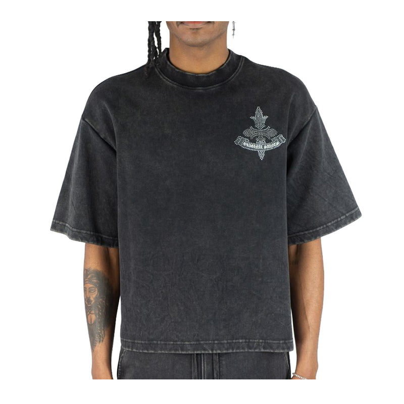 Rebel Minds Mens Original Saints Crew Neck T-Shirt 610-11163-ABK Acid Black