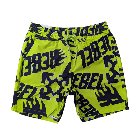 Rebel Minds Mens Rebel Puff Board Shorts 610-14913 Lime