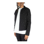 Rebel Minds Mens Diamond Denim Jacket 642-530 Jet Black