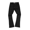 Rebel Minds Mens Diamond Denim Flare Stacked Jeans 642-630 Jet Black