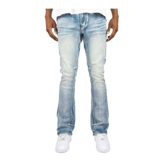 Rebel Minds Mens Basic Stacked Jeans A00-43430-LSB Light Sand Blue