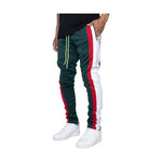 Eptm Mens Poly Invisible Zipper  Double Stripe Trio Track Pants EP9975-GREEN/WHT/RED