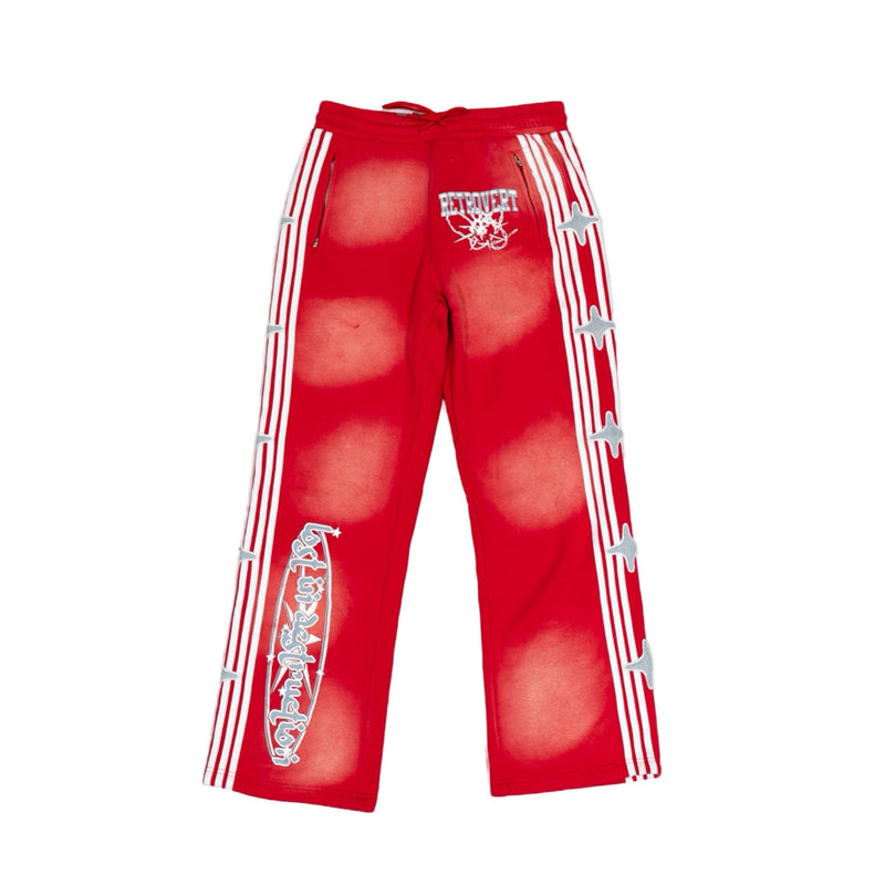 Retrovert Mens Studded Destruction Sweatpants FW2415 Red