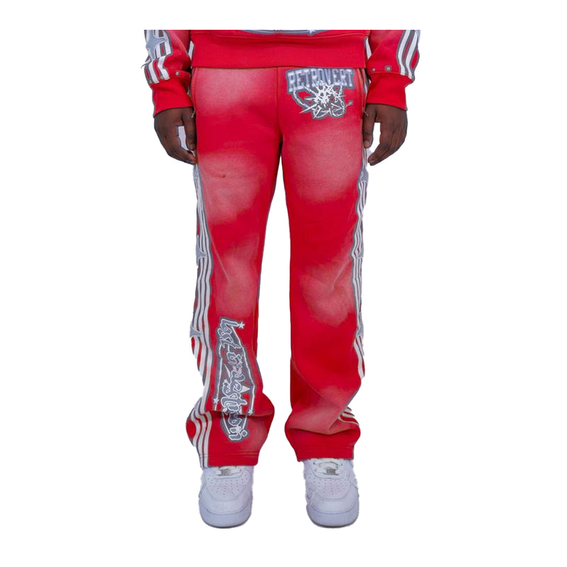 Retrovert Mens Studded Destruction Sweatpants FW2415 Red