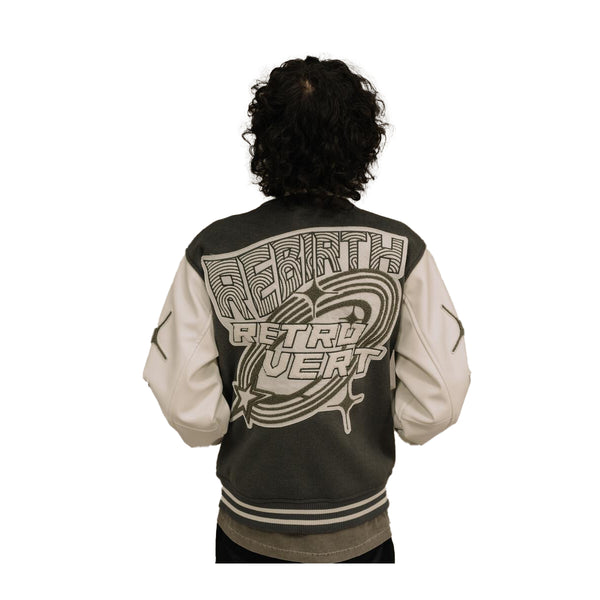 Retrovert Mens Rebirth Varsity Jacket FW2483 Grey | Premium Lounge NY
