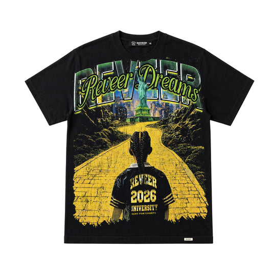 Reveer Mens Yellow Brick Road Crew Neck T-Shirt Black