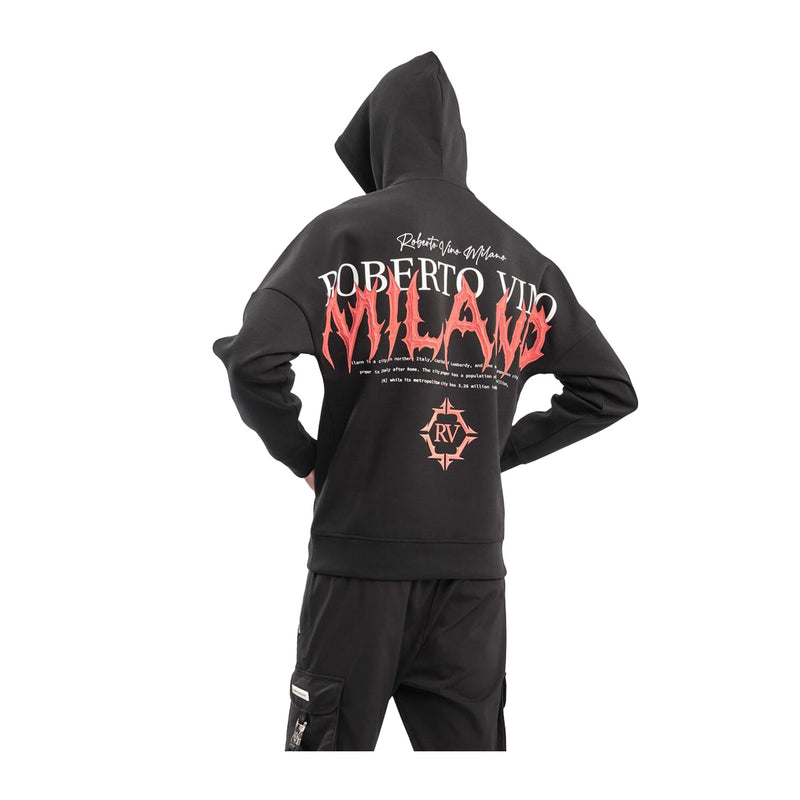 Roberto Vino Milano Mens  Hoodie RVHO14-23 Black/Red