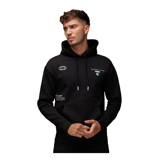 Roberto Vino Milano Mens Original Hoodie RVHO1ML Black/White