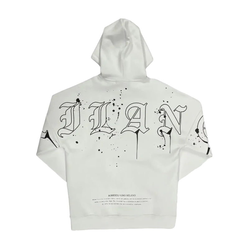 Roberto Vino Milano Mens Original Paint Hoodie RVHO924 White