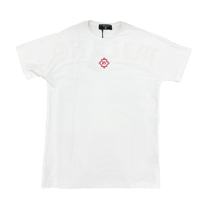 Roberto Vino Milano Mens  Crew Neck T-Shirt RVT1-23 White/Red