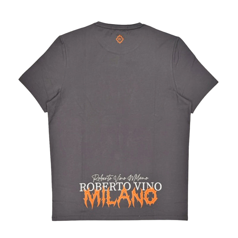 Roberto Vino Milano Mens  Crew Neck T-Shirt RVT11-23 D.Grey/Apricot