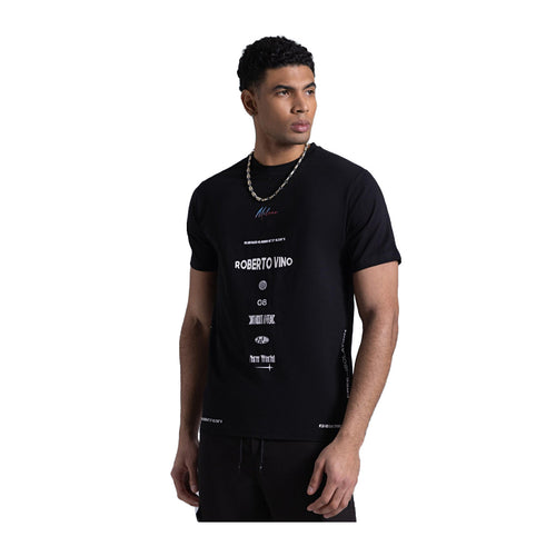 Roberto Vino Milano Mens Big Logo Crew Neck T-Shirt RVTUS04 Black