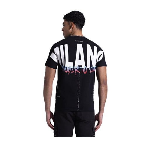 Roberto Vino Milano Mens Big Logo Crew Neck T-Shirt RVTUS04 Black