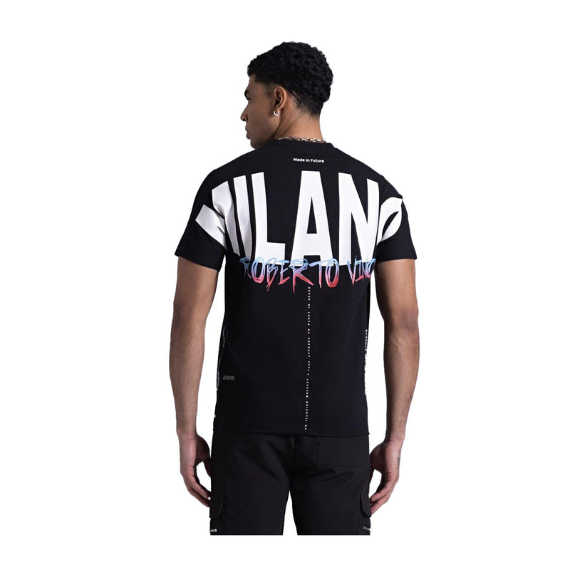Roberto Vino Milano Mens Big Logo Crew Neck T-Shirt RVTUS04 Black