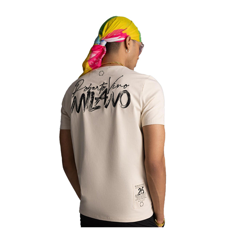 Roberto Vino Milano Mens Vino Moda Crew Neck T-Shirt RVTUS17 Beige