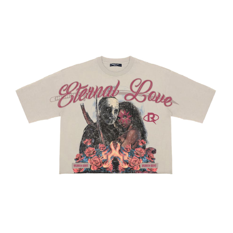 Roku Studio Mens Eternal Love Cropped Crew Neck T-Shirt RK1481657-TAU Taupe