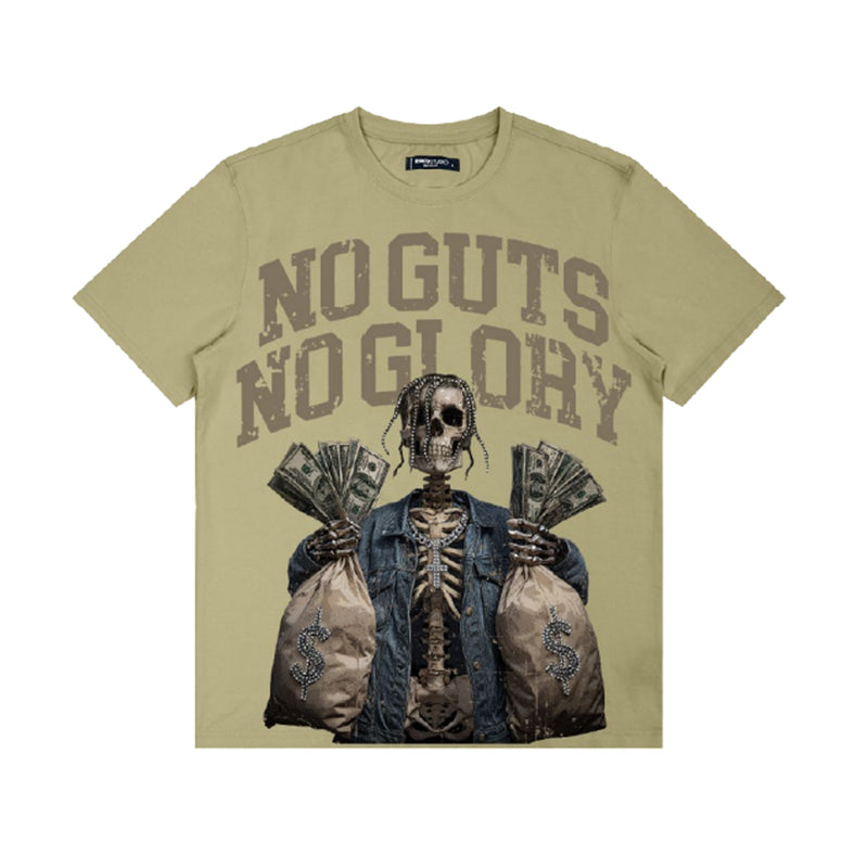 Roku Studio Mens No Guts Stoned Crew Neck T-Shirt RK1481714-MTG Military Green