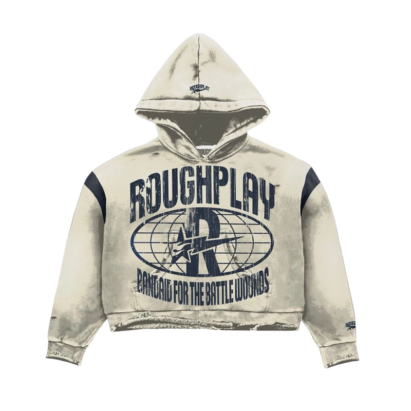 Rough Play Mens Pullover Hoodie Tan/Navy
