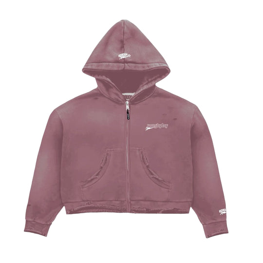 Rough Play Mens Zip Up Hoodie Mauve