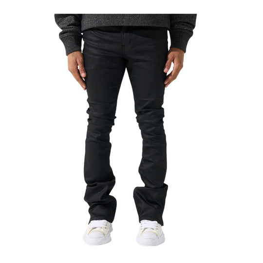 Serenede Mens Caviar Stacked Jeans CWSJ-WAX Black