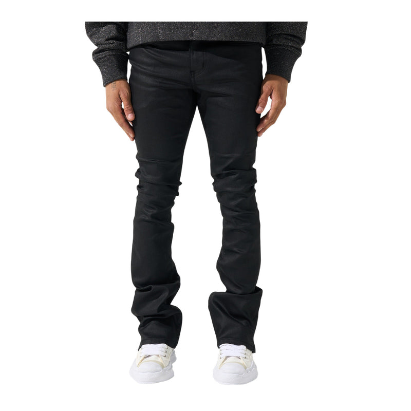 Serenede Mens Caviar Stacked Jeans CWSJ-WAX Black