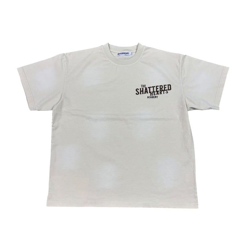 Shattered Hearts Mens Academy Crew Neck T-Shirt Beige