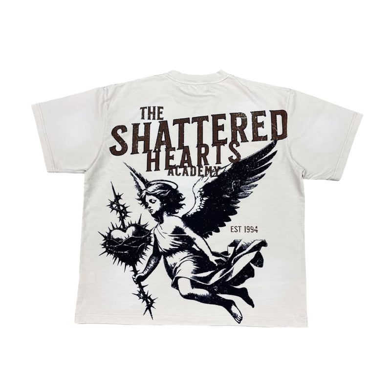 Shattered Hearts Mens Academy Crew Neck T-Shirt Beige