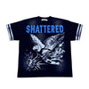 Shattered Hearts Mens Studed Angel Crew Neck T-Shirt Black/Blue