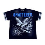 Shattered Hearts Mens Studed Angel Crew Neck T-Shirt Black/Blue