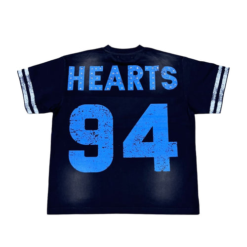 Shattered Hearts Mens Studed Angel Crew Neck T-Shirt Black/Blue