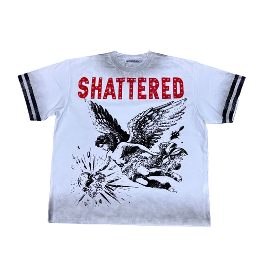 Shattered Hearts Mens Studed Angel Crew Neck T-Shirt White/Red