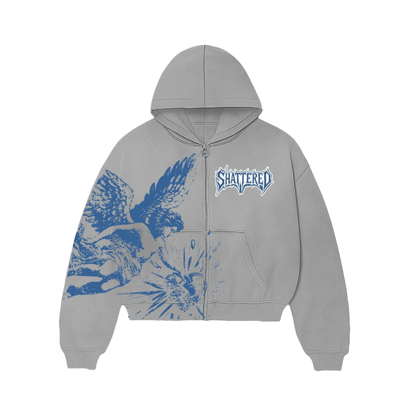 Shattered Hearts Mens Catchin Feelings Zip Up Hoodie Gray/Blue
