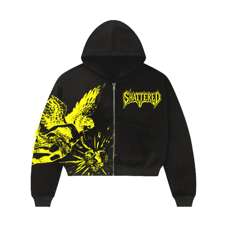 Shattered Hearts Mens Catching Feelings Zip Up Hoodie Black
