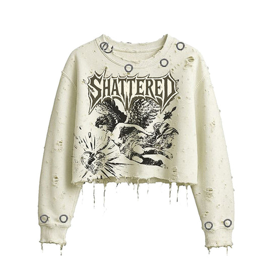 Shattered Hearts Mens Cropped Angel Long Sleeve Shirt CSHAB-CRM Cream