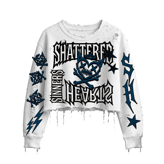 Shattered Hearts Mens Cropped Sinners Long Sleeve Shirt CSHB-WHT White