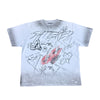 Shattered Hearts Mens Studed Doodle Crew Neck T-Shirt White