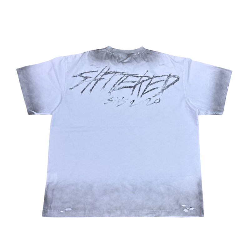 Shattered Hearts Mens Studed Doodle Crew Neck T-Shirt White