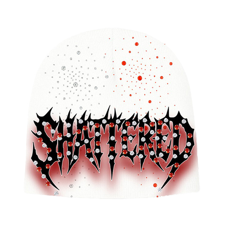 Shattered Hearts Mens Logo Beanie White/Red/Black