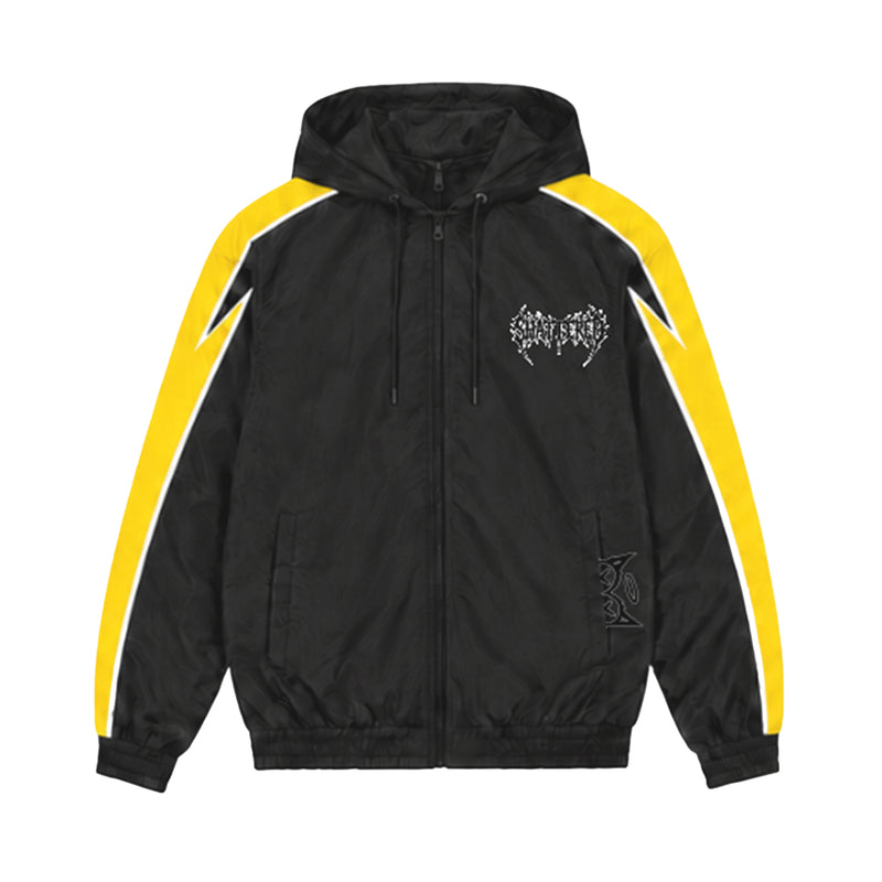 Shattered Hearts Mens Nylon Track Jacket Black/Yellow