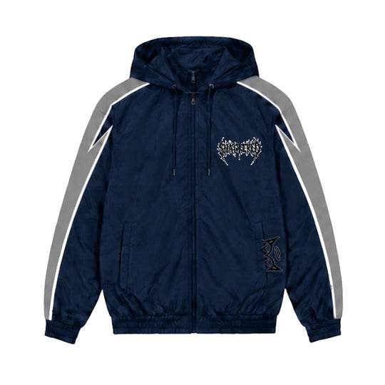 Shattered Hearts Mens Nylon Track Jacket Navy/Grey