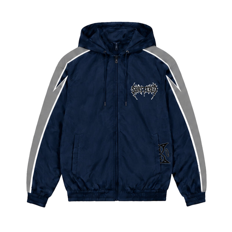 Shattered Hearts Mens Nylon Track Jacket Navy/Grey