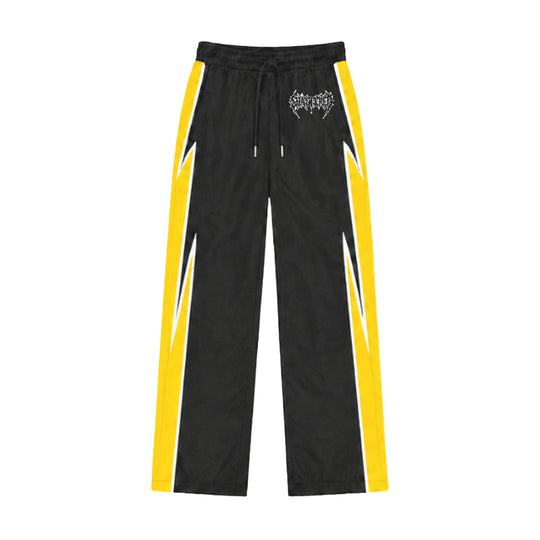 Shattered Hearts Mens Nylon Track Pants Black/Yellow