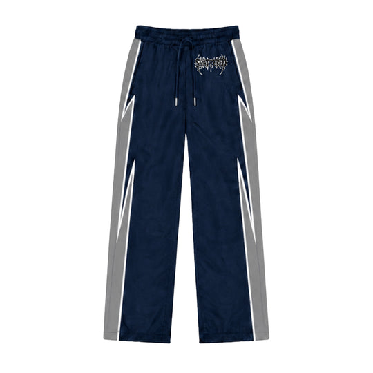 Shattered Hearts Mens Nylon Track Pants Navy/Grey