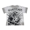 Shattered Hearts Mens Studed Rockstar Crew Neck T-Shirt White/Grey