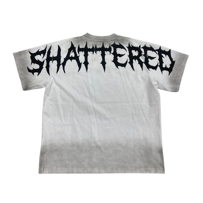 Shattered Hearts Mens Studed Rockstar Crew Neck T-Shirt White/Grey