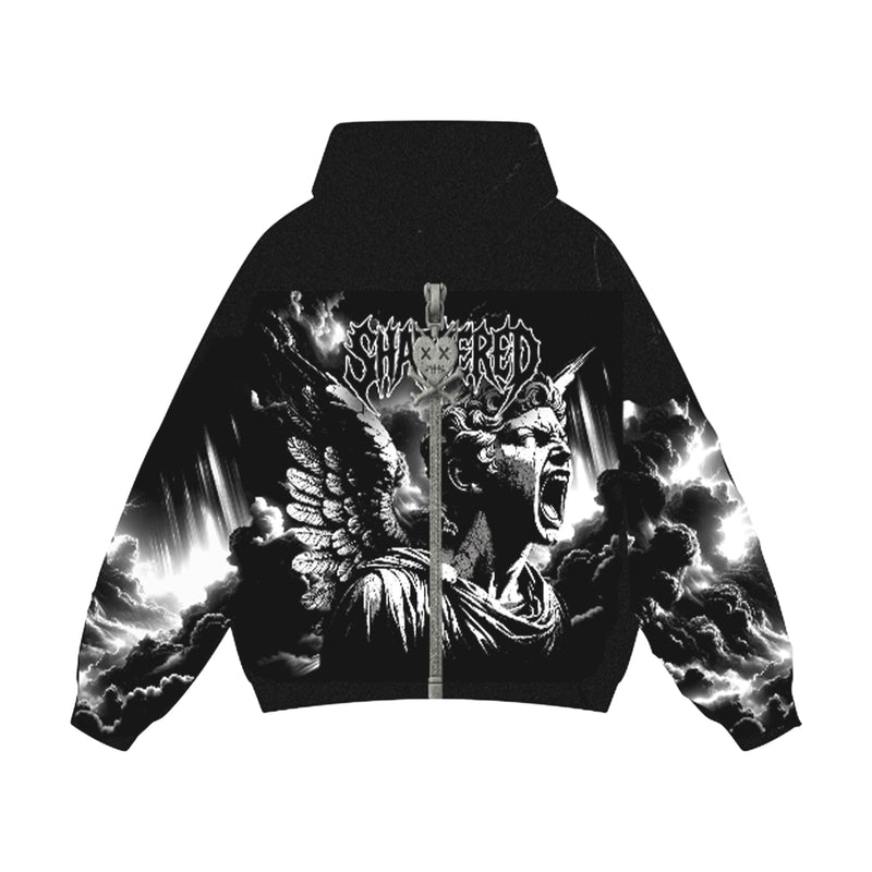 Shattered Hearts Mens Screamin Zip Up Hoodie Black