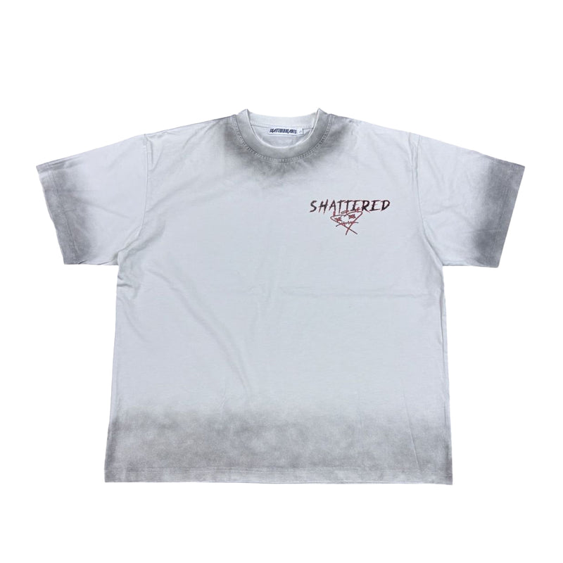 Shattered Hearts Mens Shattered Crew Neck T-Shirt Light Grey