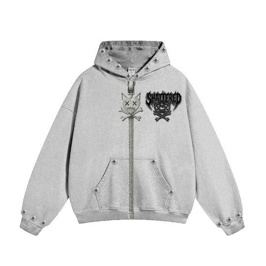 Shattered Hearts Mens Heads Zip Up Hoodie SHGH25-WHT White